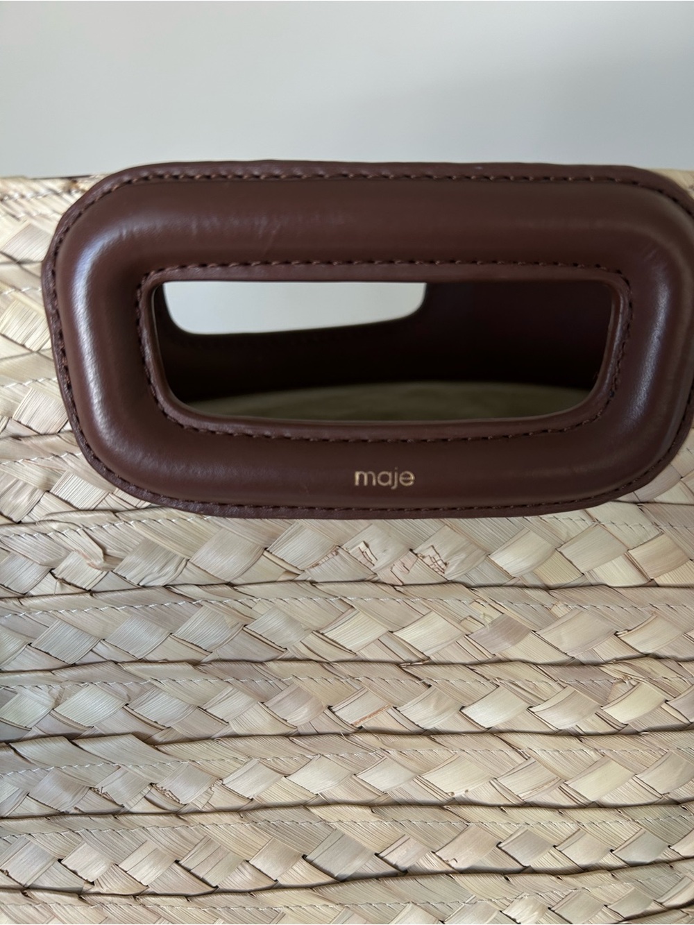 Maje woven Tote with Brown Leather Handles - Picture 5 of 9